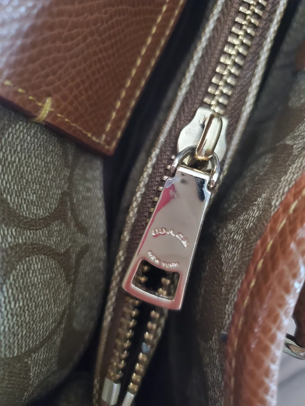 Coach Signature F34608 Margot Brown Canvas Tote Bag with Leather Trim - Picture 12 of 16